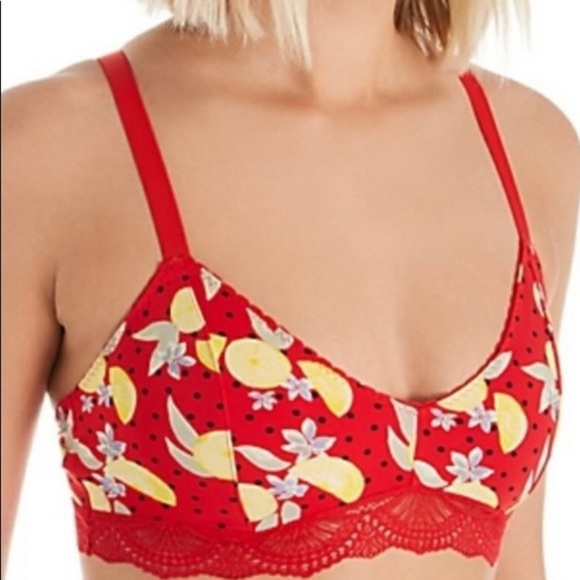 NWT $38 Free People Mari Red Printed Bralette Bra XS S M - Picture 3 of 13